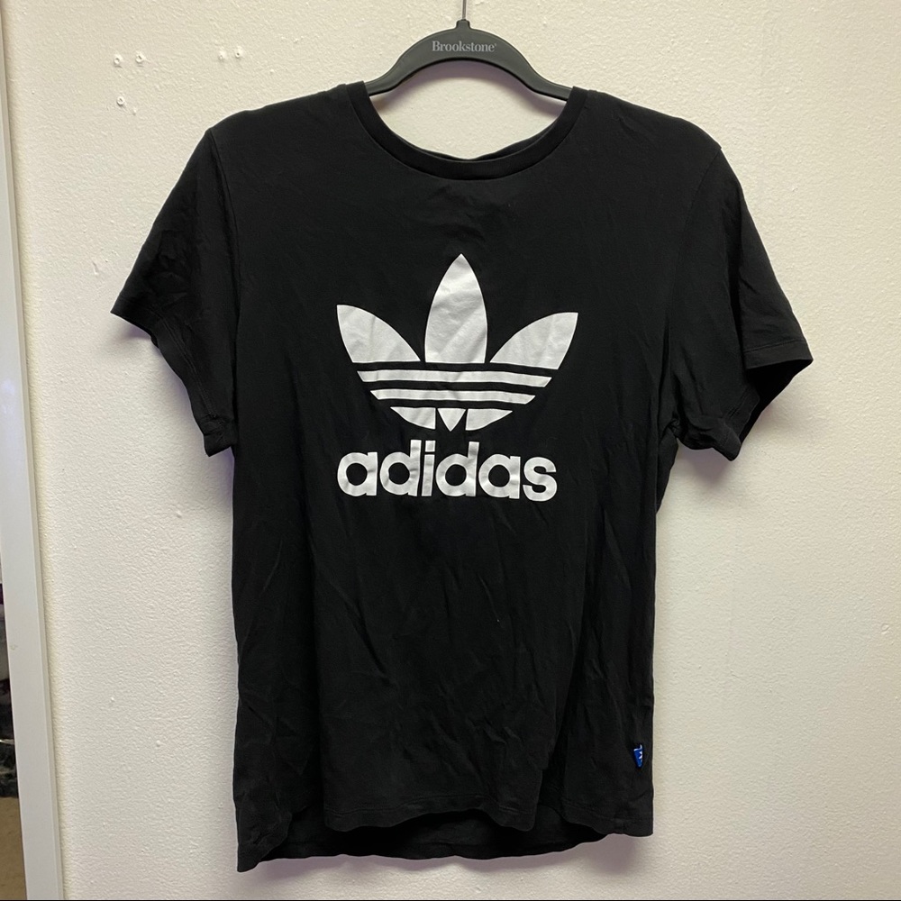 Black and White Adidas Logo Tee